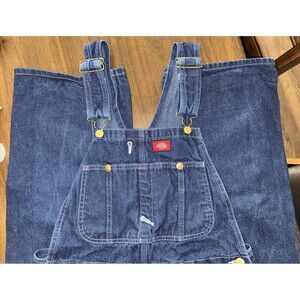 Dickies Men’s Carpenter Bib Overalls 32x34 Dark Blue Denim Workwear